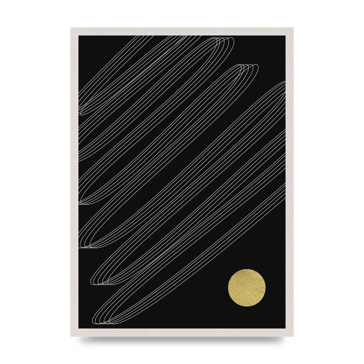Abstract Line Ribbon And Gold Printed Poster - A2 framed