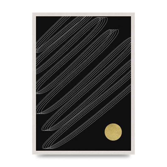 Abstract Line Ribbon And Gold Printed Poster - A2 framed