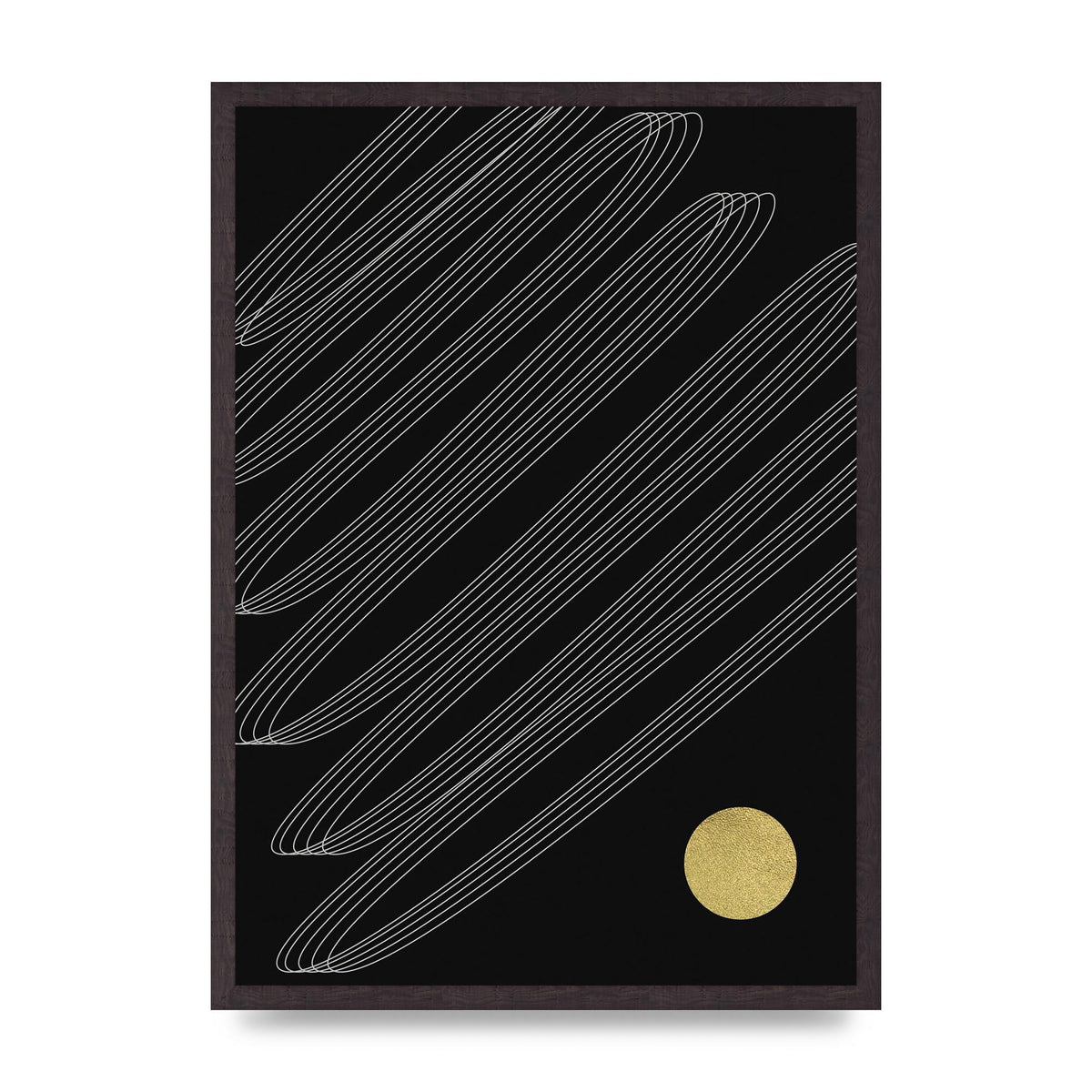 Abstract Line Ribbon And Gold Printed Poster - A2 framed