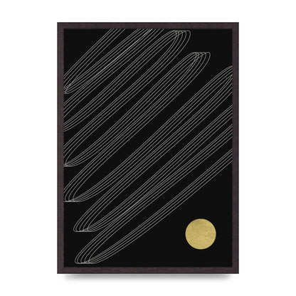 Abstract Line Ribbon And Gold Printed Poster - A2 framed