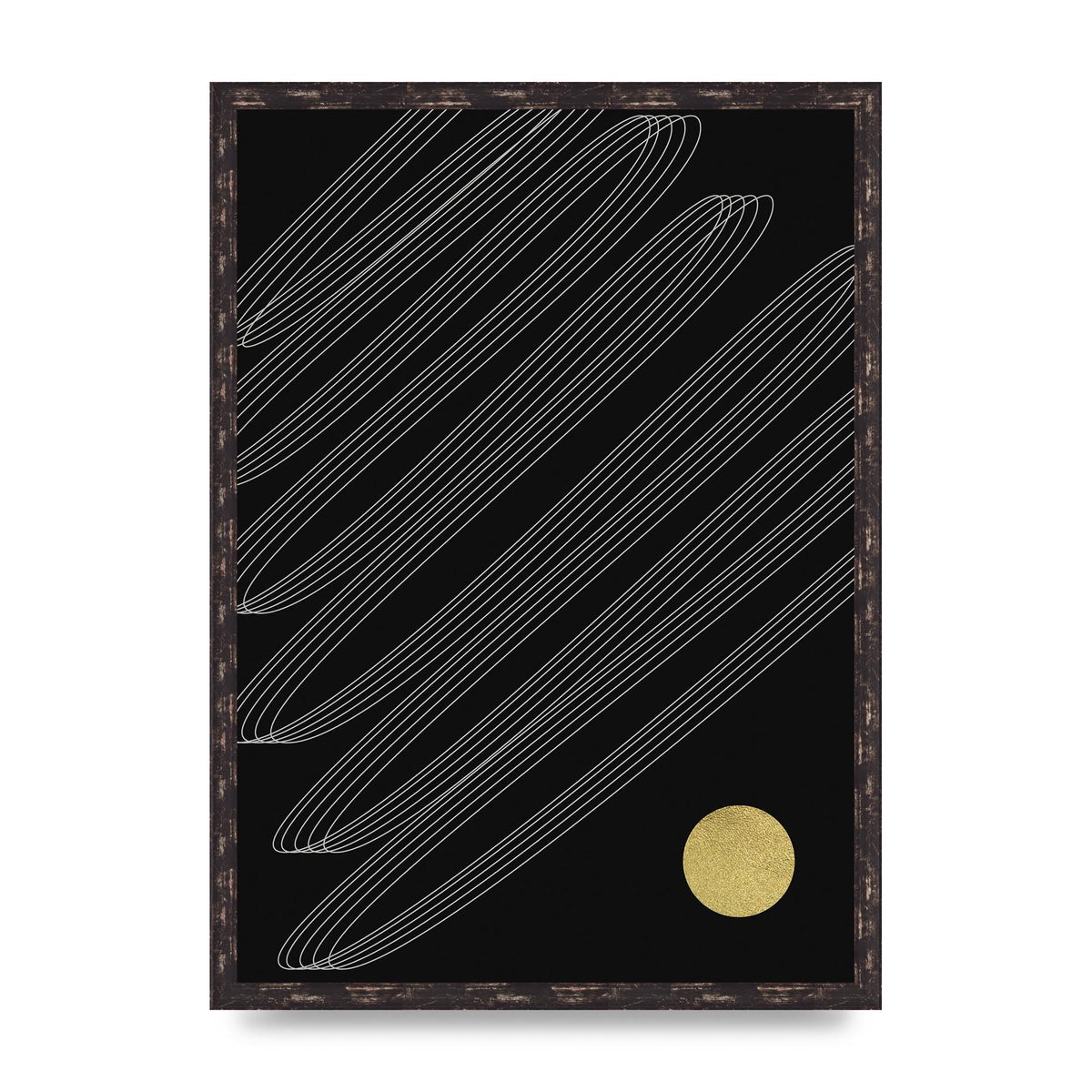 Abstract Line Ribbon And Gold Printed Poster - A2 framed