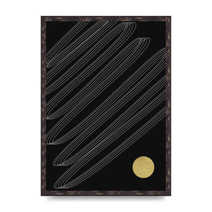 Abstract Line Ribbon And Gold Printed Poster - A2 framed