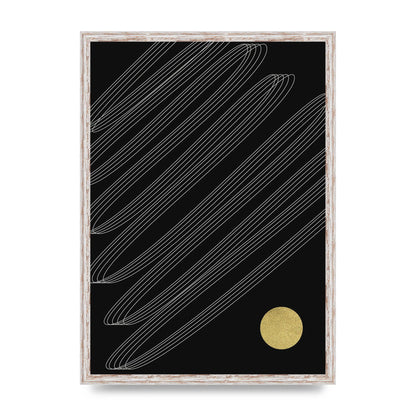 Abstract Line Ribbon And Gold Printed Poster - A2 framed