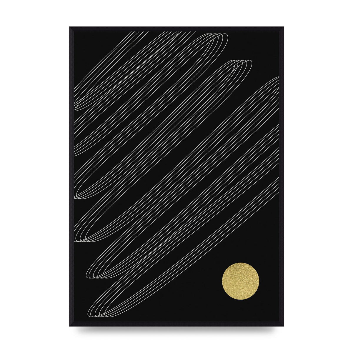 Abstract Line Ribbon And Gold Printed Poster - A2 framed