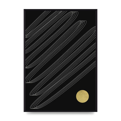 Abstract Line Ribbon And Gold Printed Poster - A2 framed