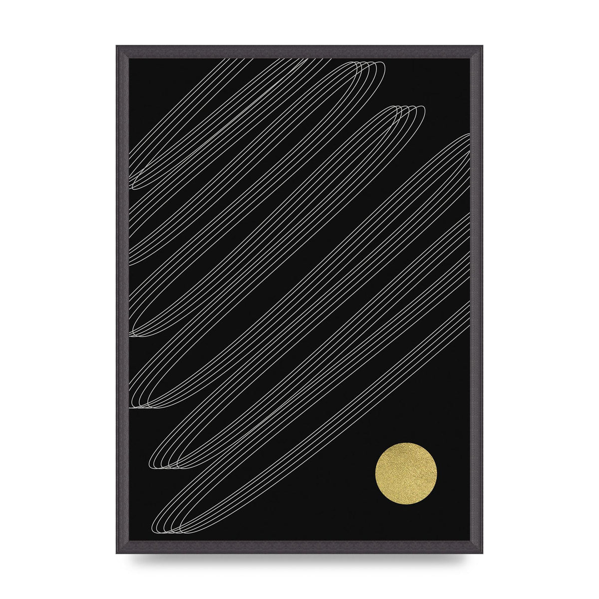 Abstract Line Ribbon And Gold Printed Poster - A2 framed