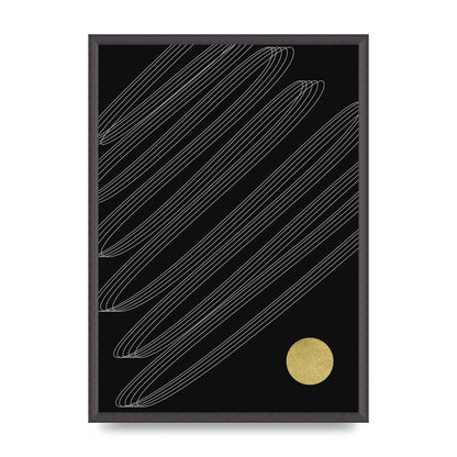 Abstract Line Ribbon And Gold Printed Poster - A2 framed