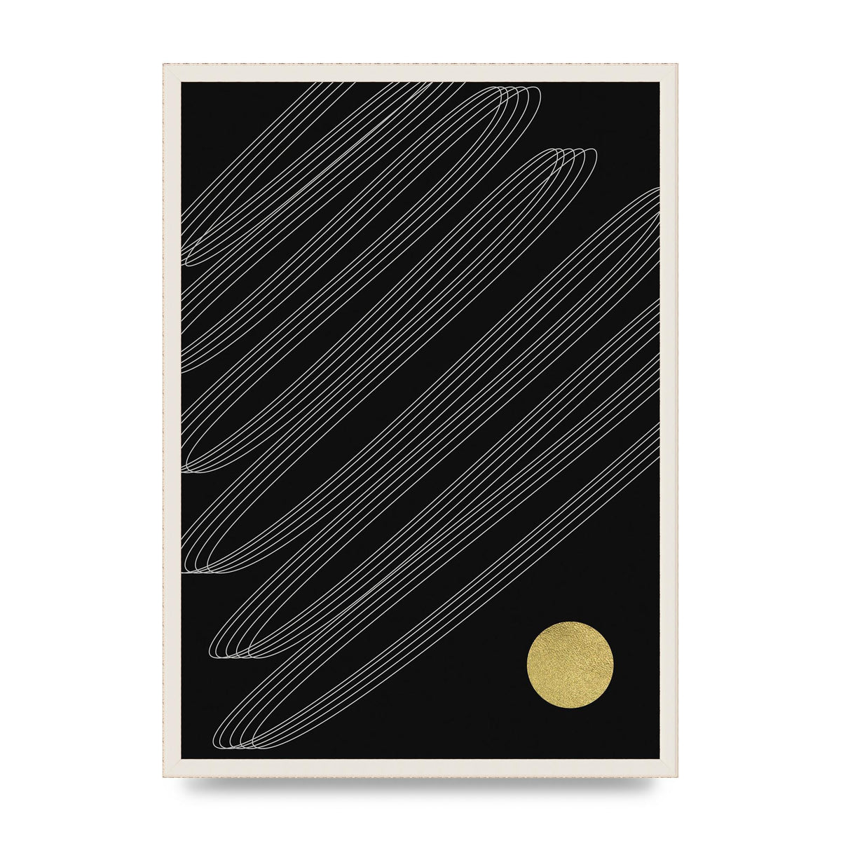 Abstract Line Ribbon And Gold Printed Poster - A2 framed