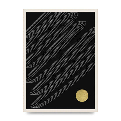 Abstract Line Ribbon And Gold Printed Poster - A2 framed