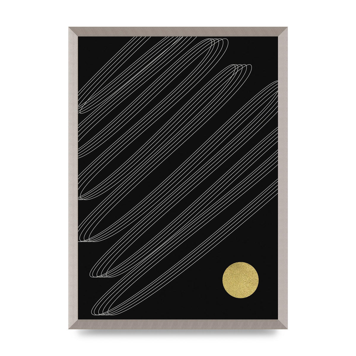 Abstract Line Ribbon And Gold Printed Poster - A2 framed