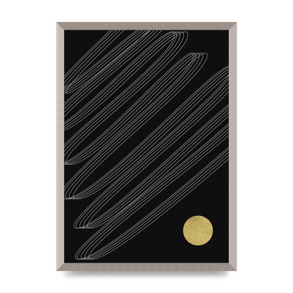 Abstract Line Ribbon And Gold Printed Poster - A2 framed