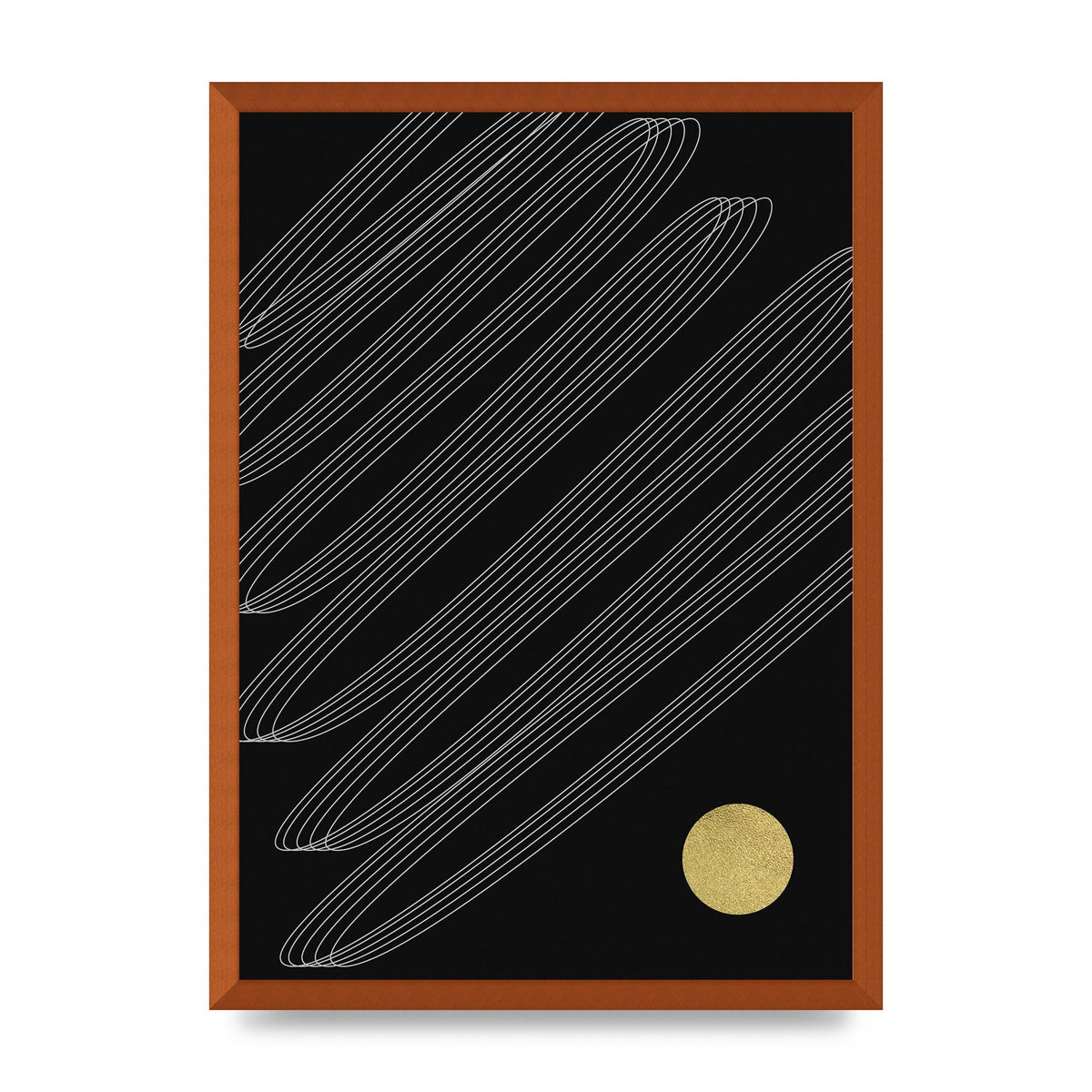 Abstract Line Ribbon And Gold Printed Poster - A2 framed