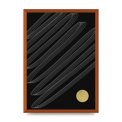 Abstract Line Ribbon And Gold Printed Poster - A2 framed