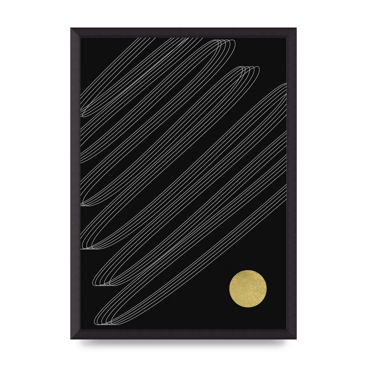 Abstract Line Ribbon And Gold Printed Poster - A2 framed