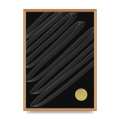 Abstract Line Ribbon And Gold Printed Poster - A2 framed
