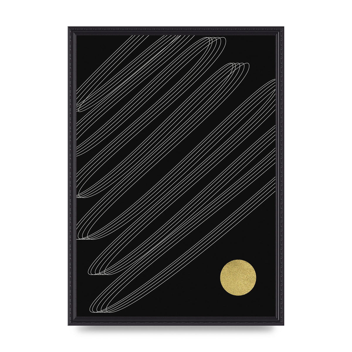 Abstract Line Ribbon And Gold Printed Poster - A2 framed