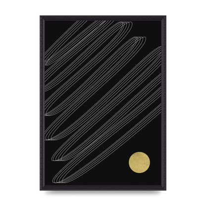 Abstract Line Ribbon And Gold Printed Poster - A2 framed