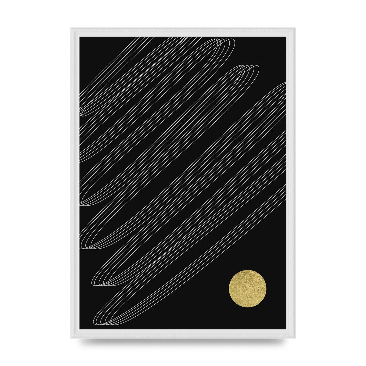Abstract Line Ribbon And Gold Printed Poster - A2 framed