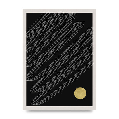 Abstract Line Ribbon And Gold Printed Poster - A3 framed