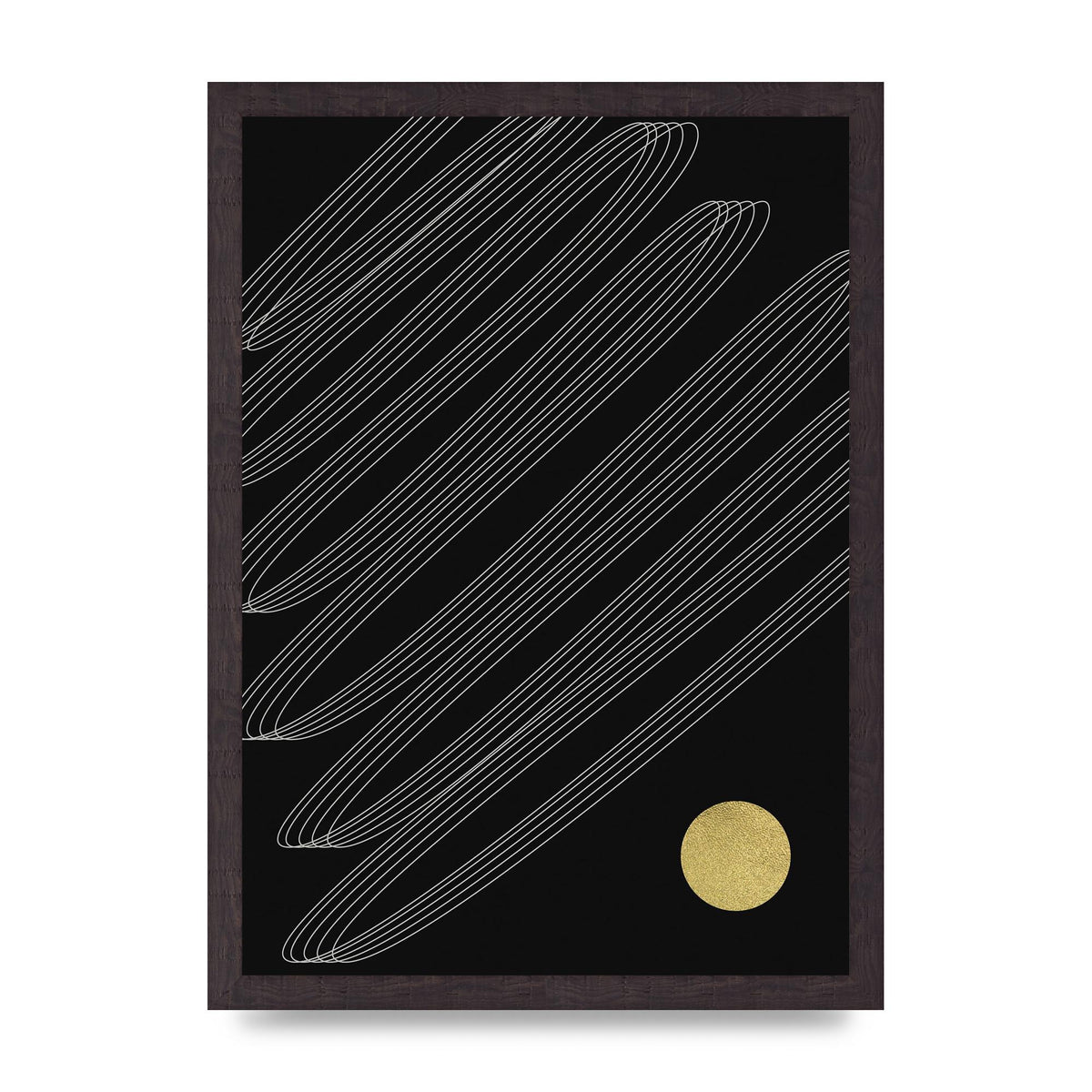 Abstract Line Ribbon And Gold Printed Poster - A3 framed