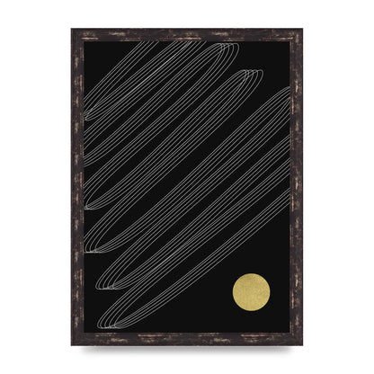 Abstract Line Ribbon And Gold Printed Poster - A3 framed