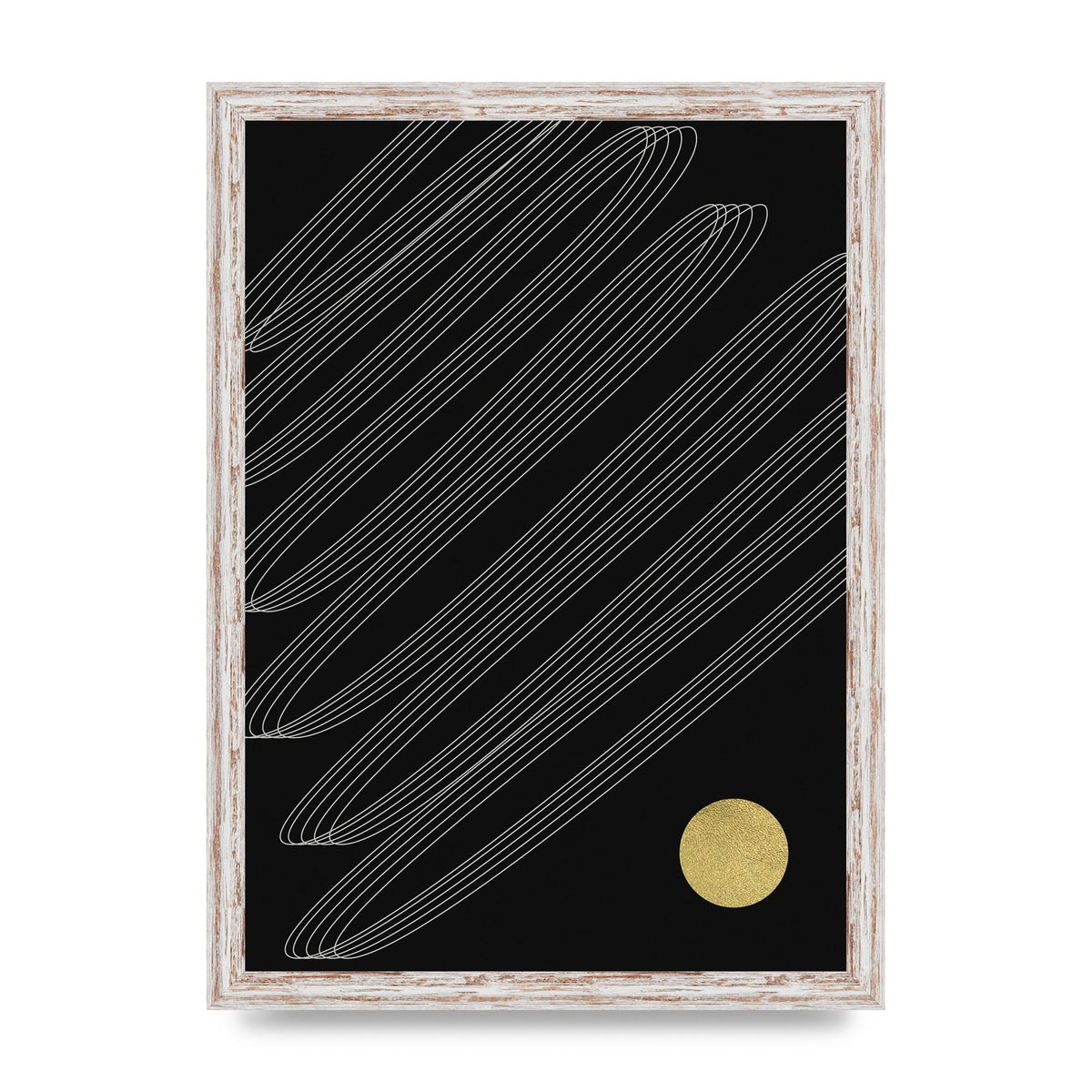 Abstract Line Ribbon And Gold Printed Poster - A3 framed
