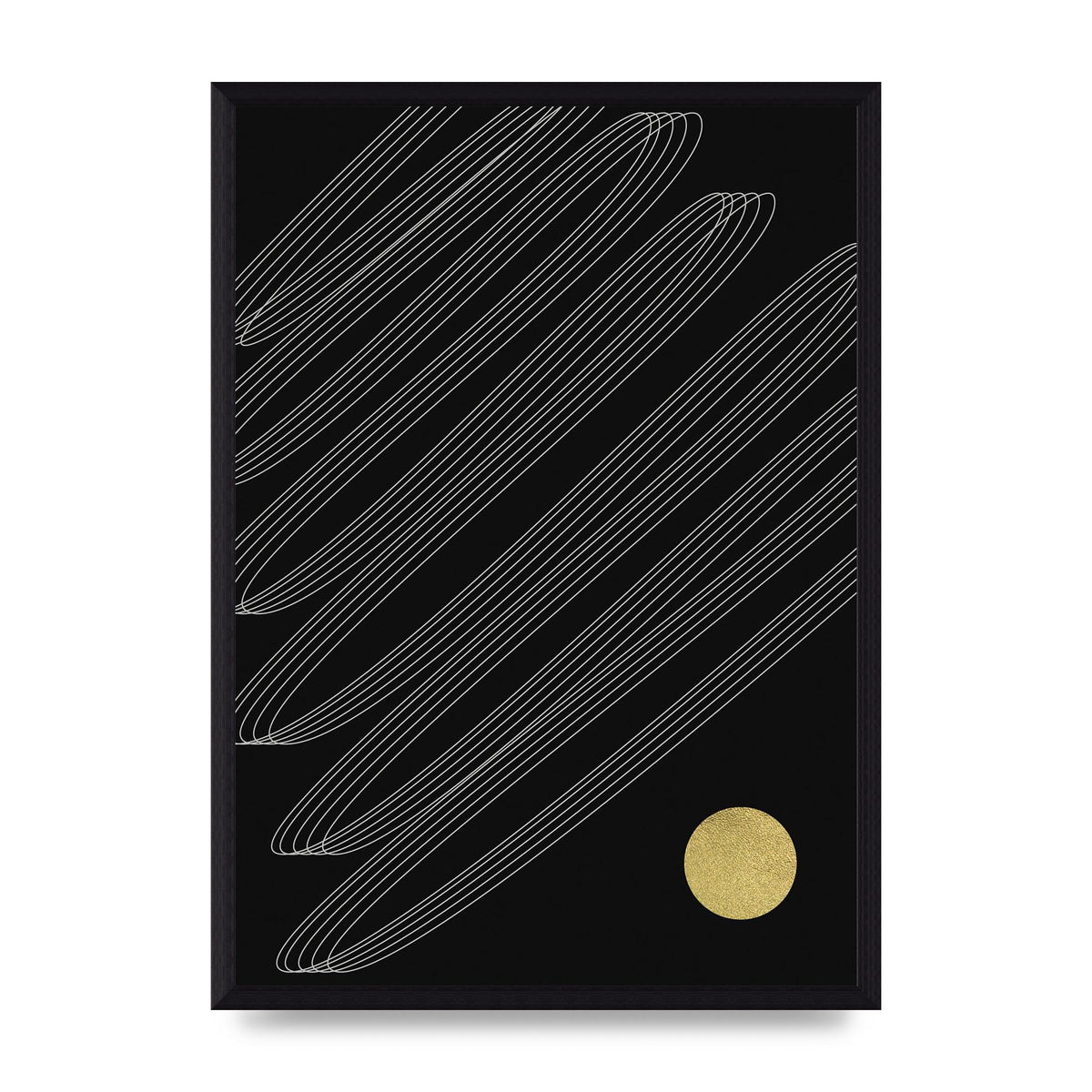 Abstract Line Ribbon And Gold Printed Poster - A3 framed