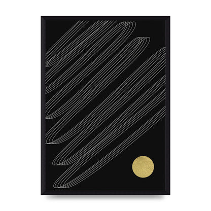 Abstract Line Ribbon And Gold Printed Poster - A3 framed