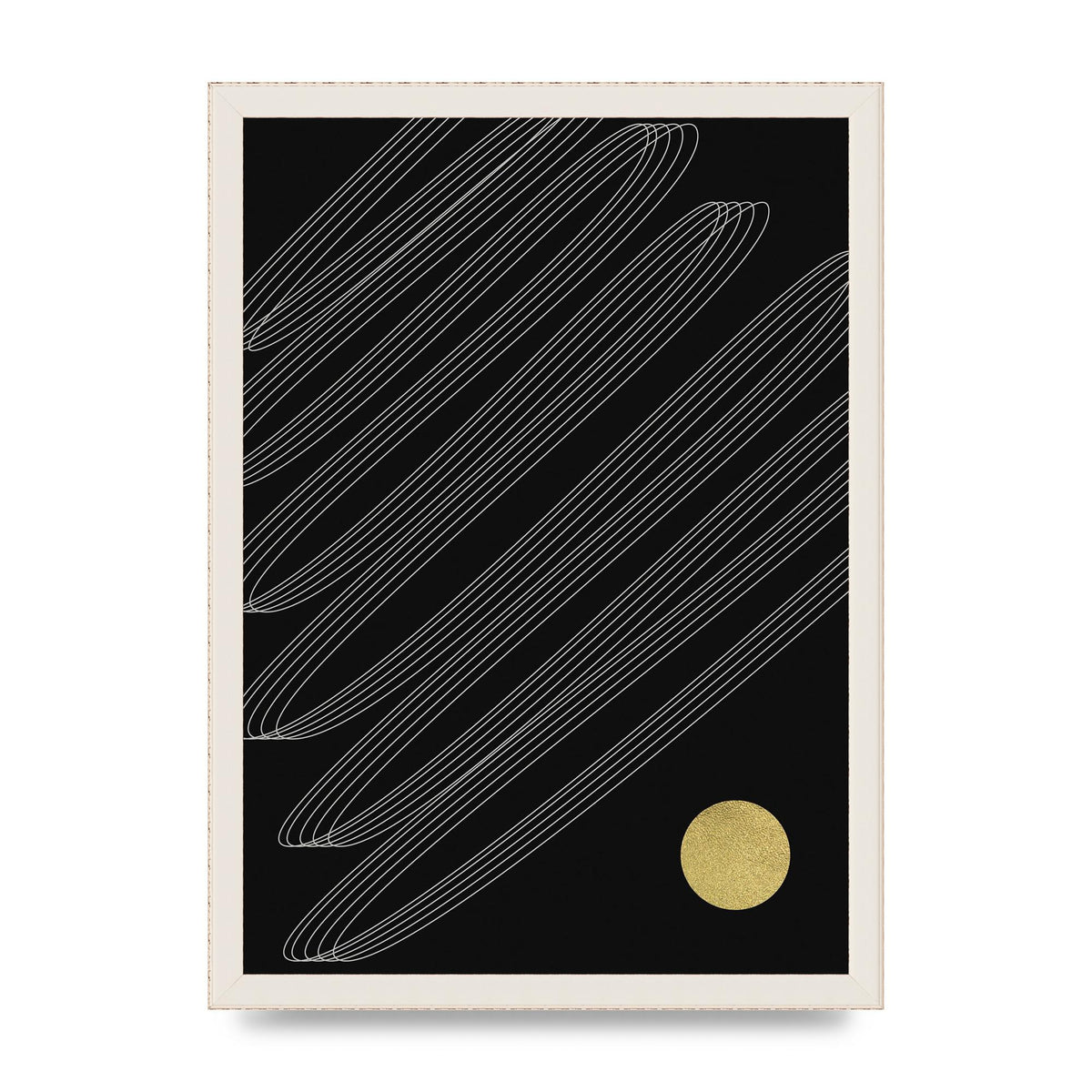 Abstract Line Ribbon And Gold Printed Poster - A3 framed