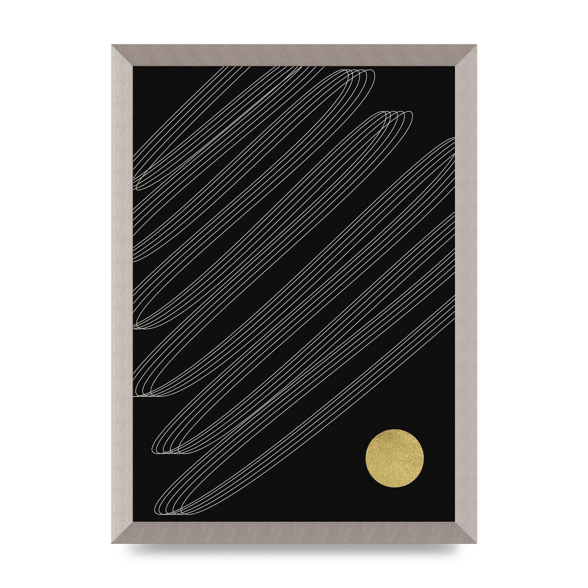 Abstract Line Ribbon And Gold Printed Poster - A3 framed