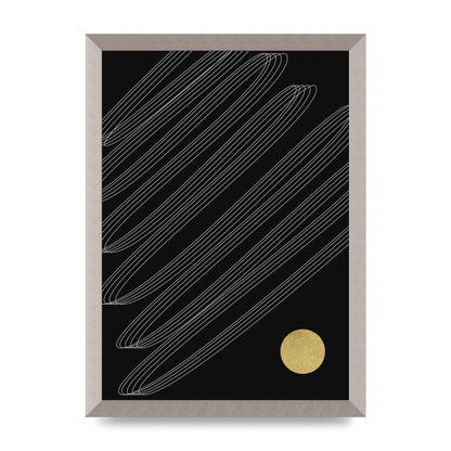 Abstract Line Ribbon And Gold Printed Poster - A3 framed