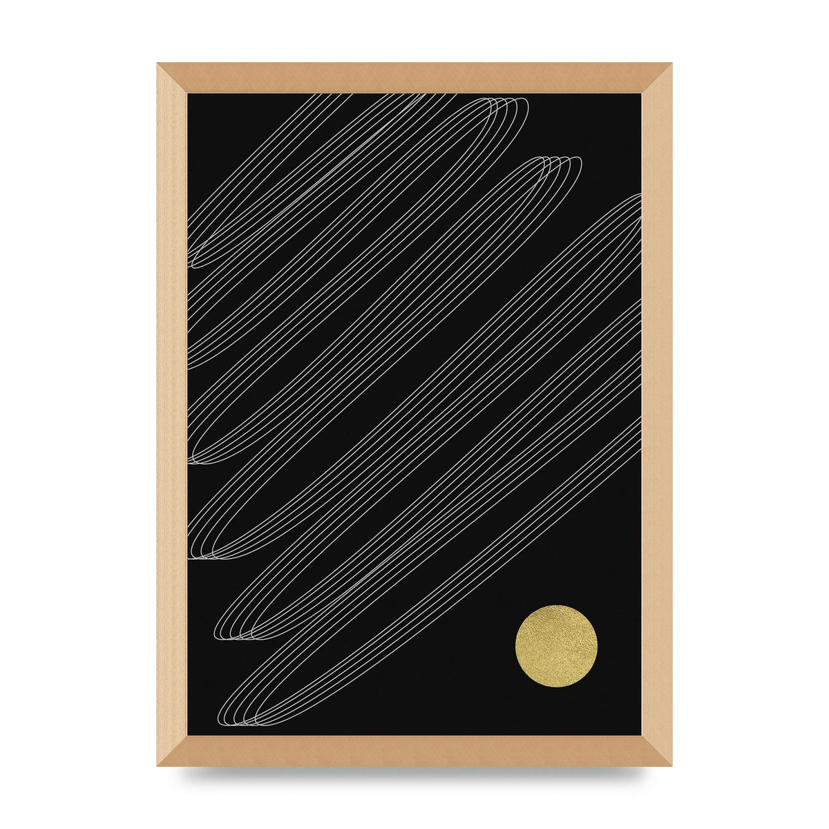 Abstract Line Ribbon And Gold Printed Poster - A3 framed