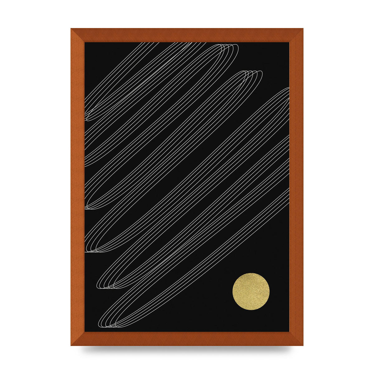 Abstract Line Ribbon And Gold Printed Poster - A3 framed