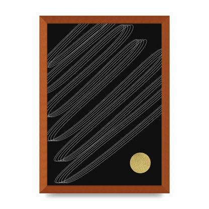 Abstract Line Ribbon And Gold Printed Poster - A3 framed