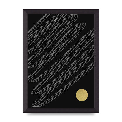 Abstract Line Ribbon And Gold Printed Poster - A3 framed