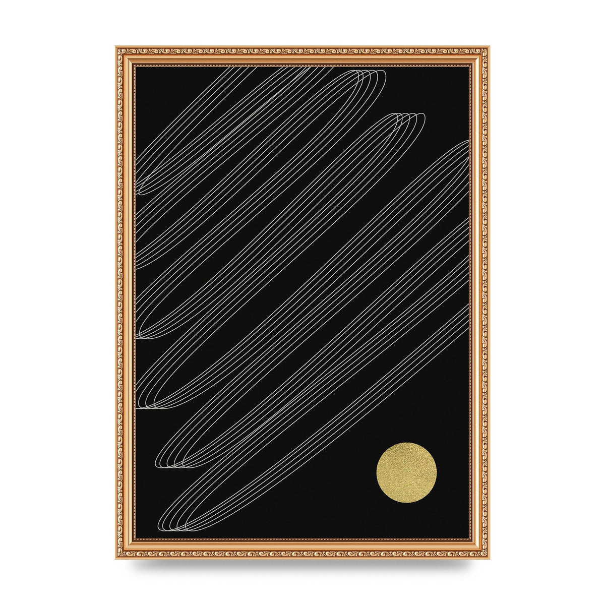 Abstract Line Ribbon And Gold Printed Poster - A3 framed