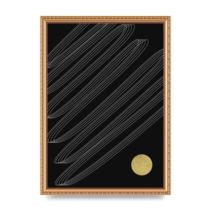 Abstract Line Ribbon And Gold Printed Poster - A3 framed