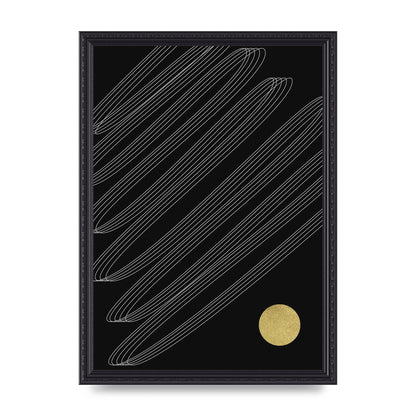 Abstract Line Ribbon And Gold Printed Poster - A3 framed