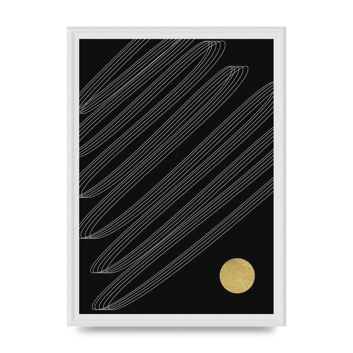 Abstract Line Ribbon And Gold Printed Poster - A3 framed
