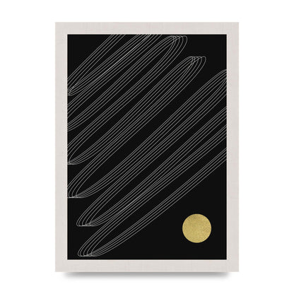 Abstract Line Ribbon And Gold Printed Poster - A4 framed
