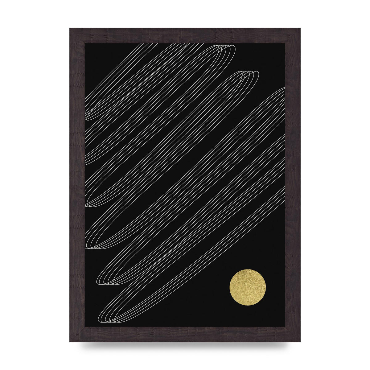 Abstract Line Ribbon And Gold Printed Poster - A4 framed
