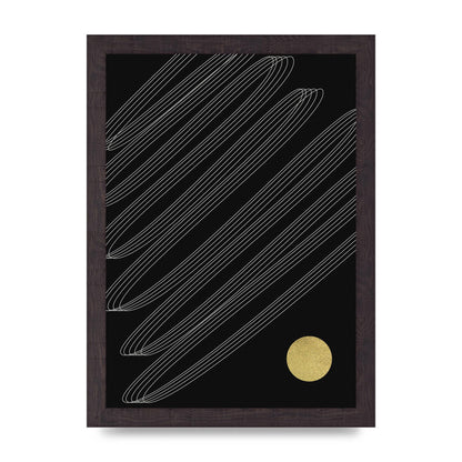 Abstract Line Ribbon And Gold Printed Poster - A4 framed