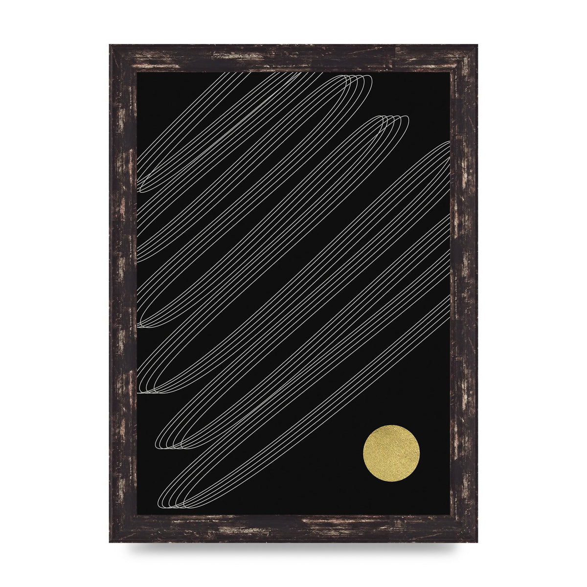 Abstract Line Ribbon And Gold Printed Poster - A4 framed