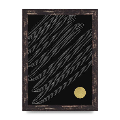 Abstract Line Ribbon And Gold Printed Poster - A4 framed