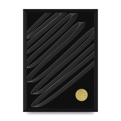 Abstract Line Ribbon And Gold Printed Poster - A4 framed