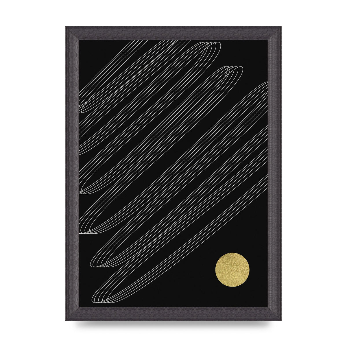 Abstract Line Ribbon And Gold Printed Poster - A4 framed
