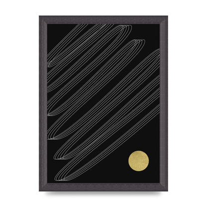 Abstract Line Ribbon And Gold Printed Poster - A4 framed