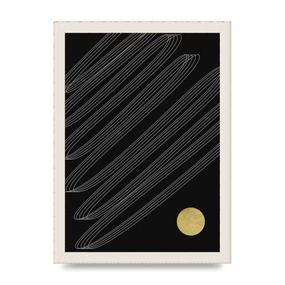 Abstract Line Ribbon And Gold Printed Poster - A4 framed