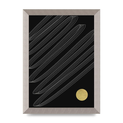 Abstract Line Ribbon And Gold Printed Poster - A4 framed