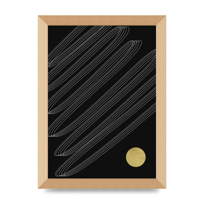 Abstract Line Ribbon And Gold Printed Poster - A4 framed